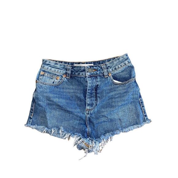 ASOS //Denim High Rise Button Fly Cut Off Denim Shorts Size 8 - Picture 1 of 10